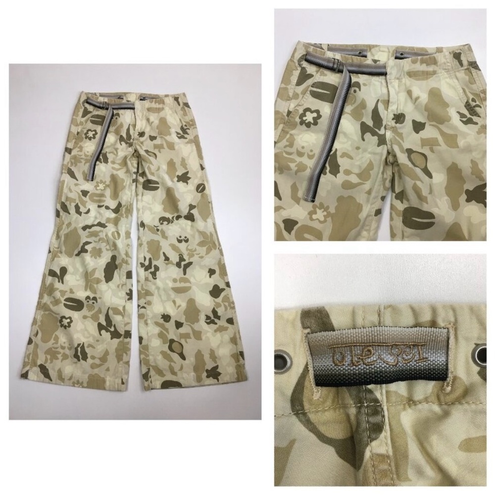 Diesel Beige Camouflage Wide-Leg Pants Size 24 100% Cotton